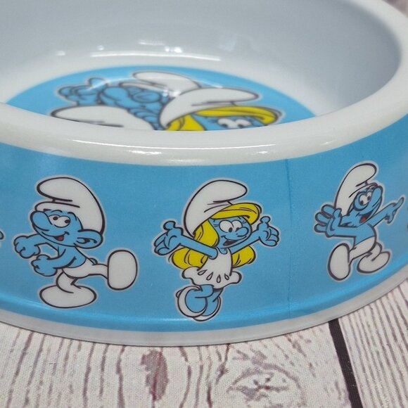 Peyo Smurfs Blue Bowl Dog Cat Food Water Dish, 7in, Lot Of 2 - Picture 2 of 6